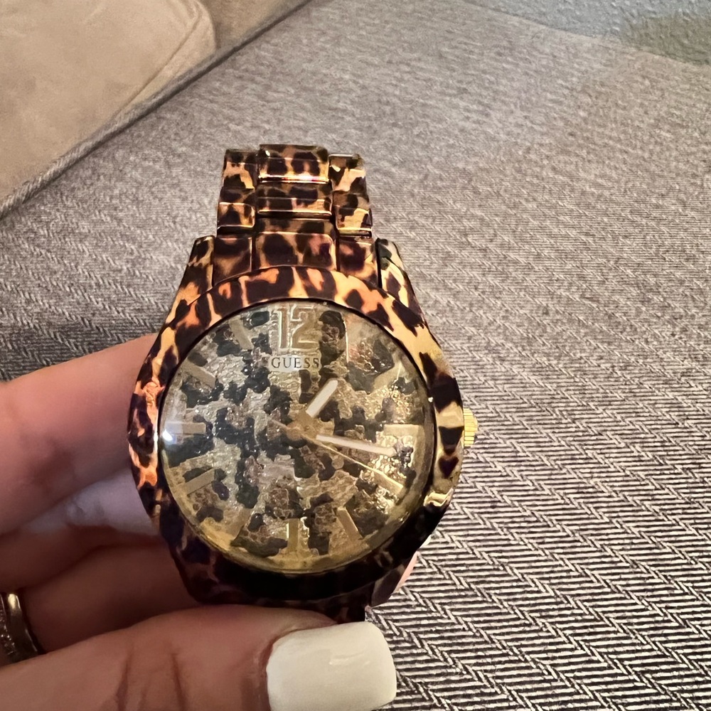 Womens leopard print Guess watch
